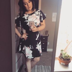 Black Floral Ruffle Minidress by LEITH